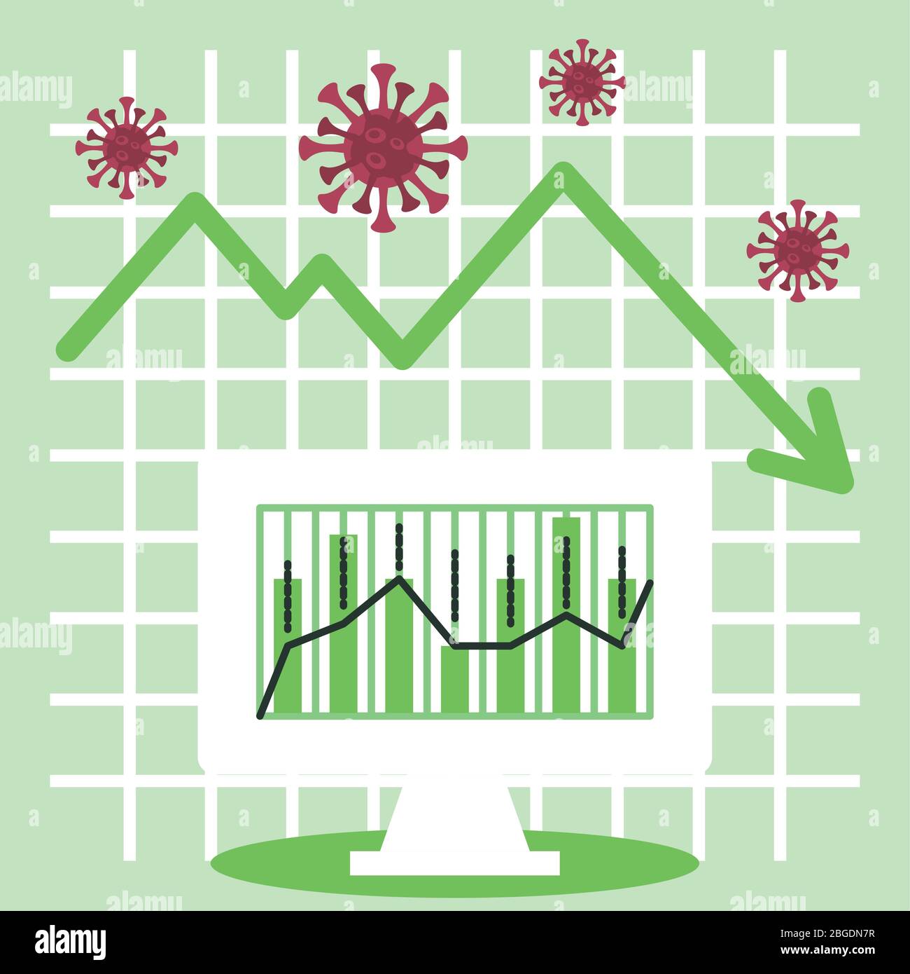 economy and covid19 statistics with arrows and desktop Stock Vector ...