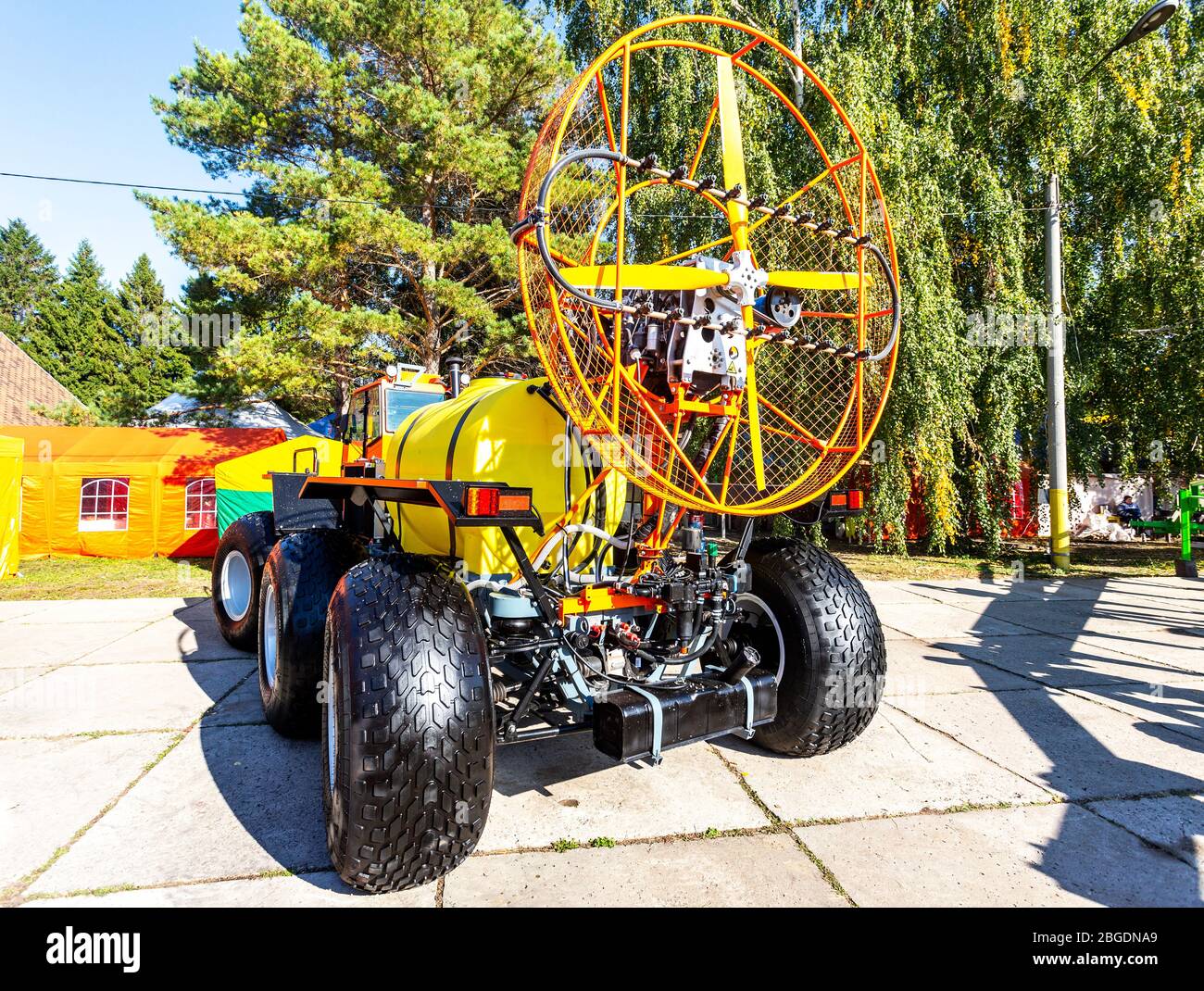 Samara, Russia - September 23, 2017: Different modern agricultural machinery at the annual Volga agro-industrial exhibition Stock Photo