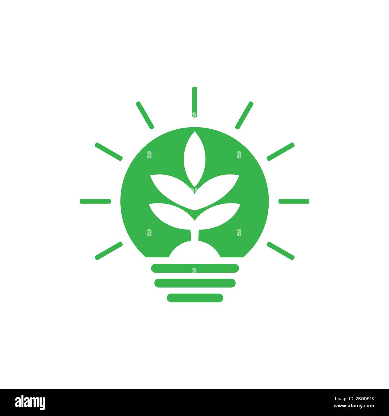 simple geometric green plant light bulb symbol logo vector Stock Vector ...