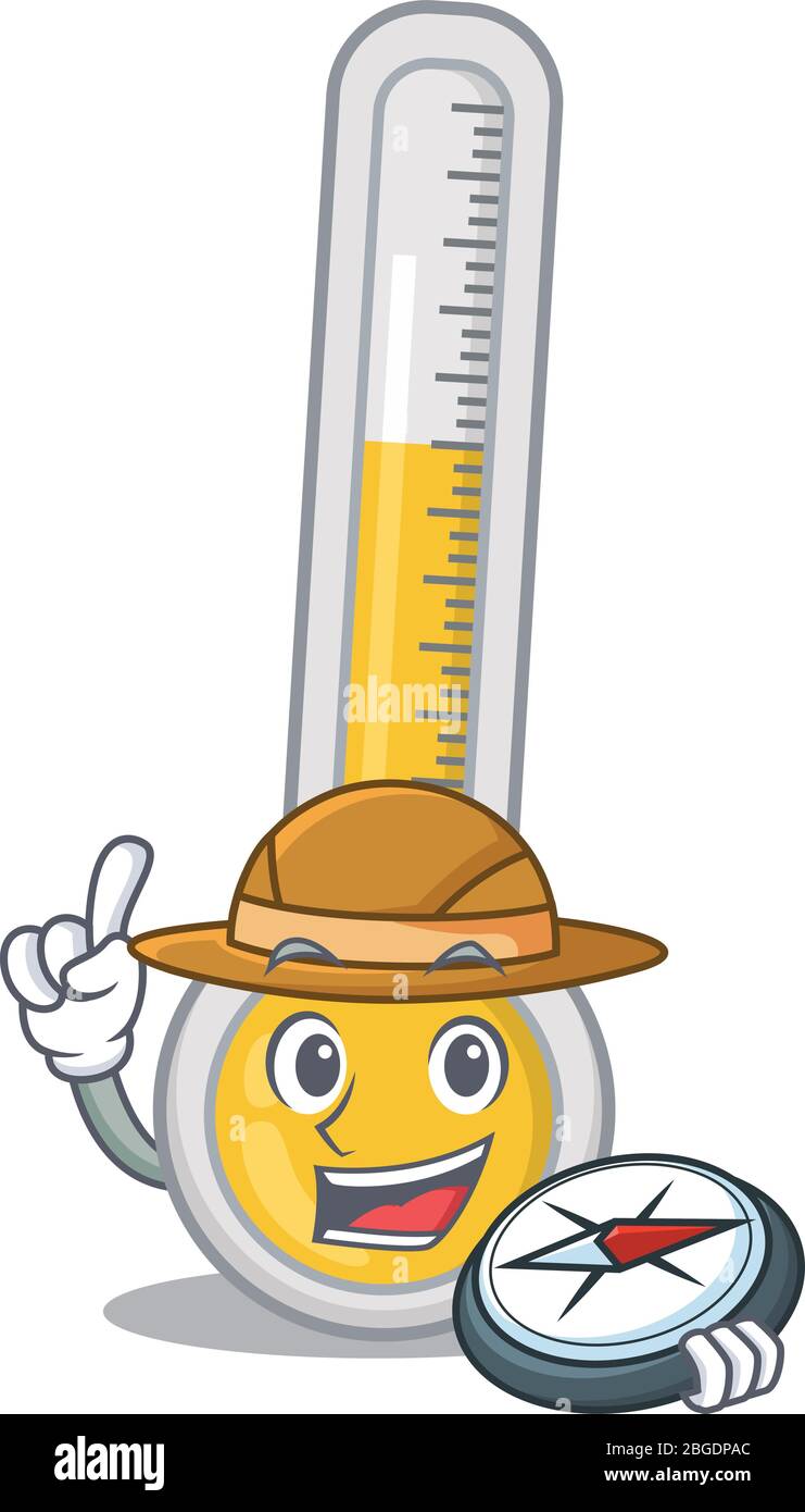 mascot design concept of warm thermometer explorer with a compass Stock Vector