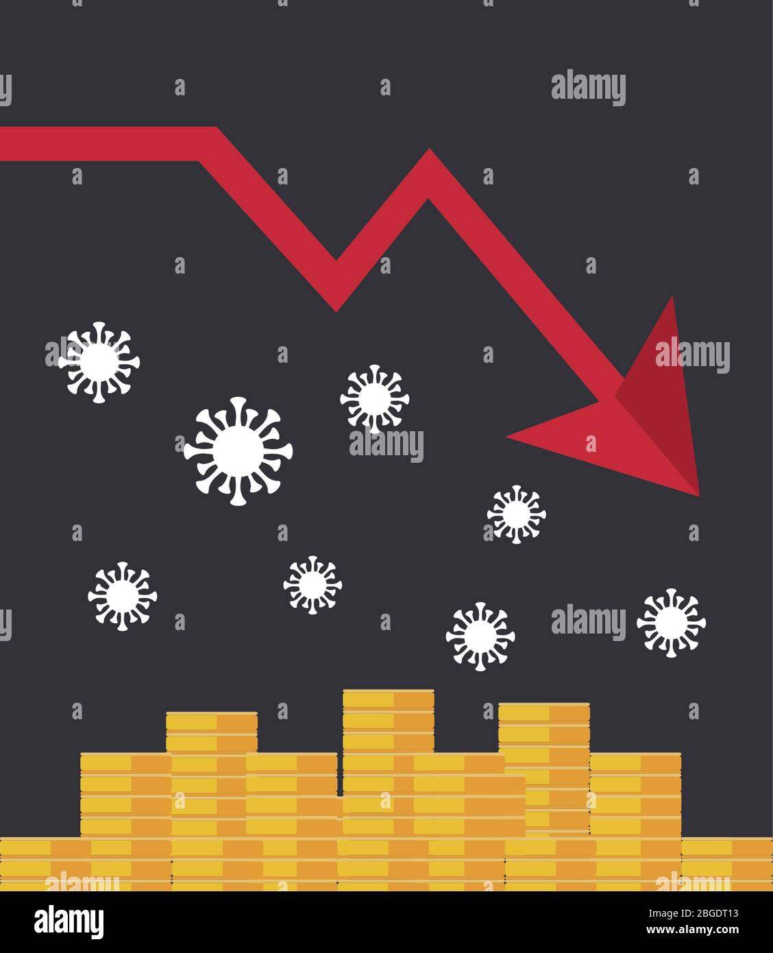 economy and covid19 statistics with arrow and coins Stock Vector Image ...