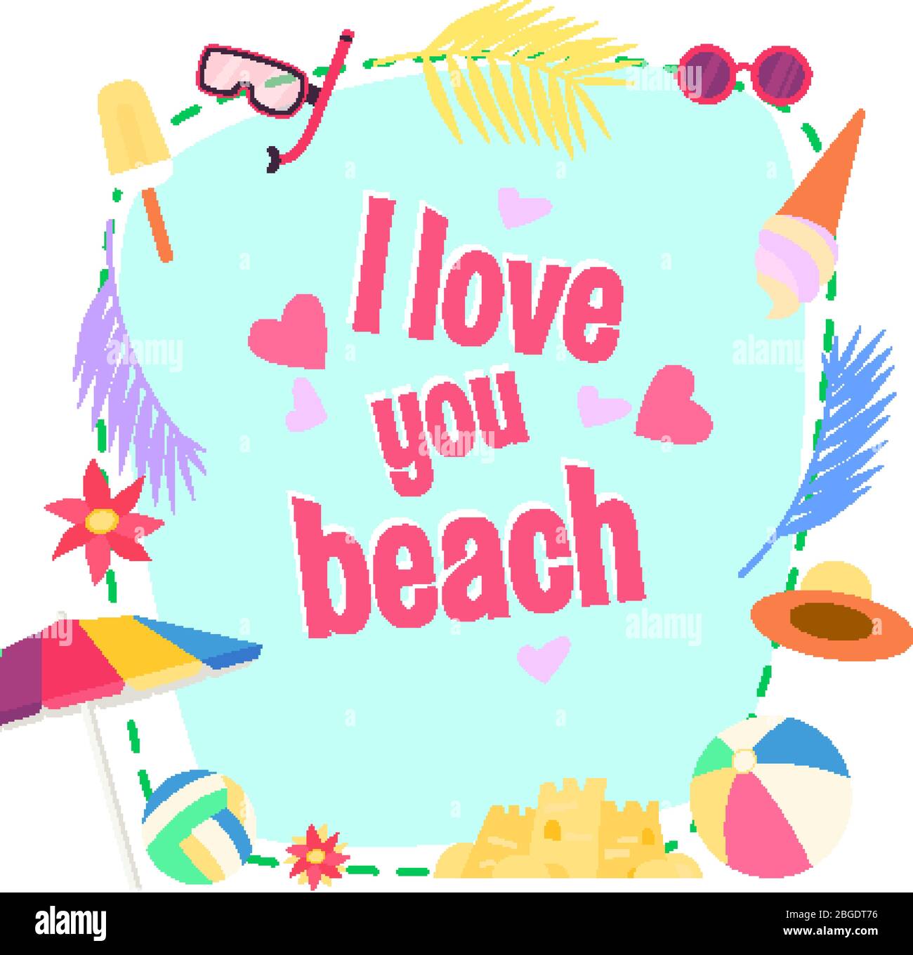 I love you beach. Summer background Stock Vector