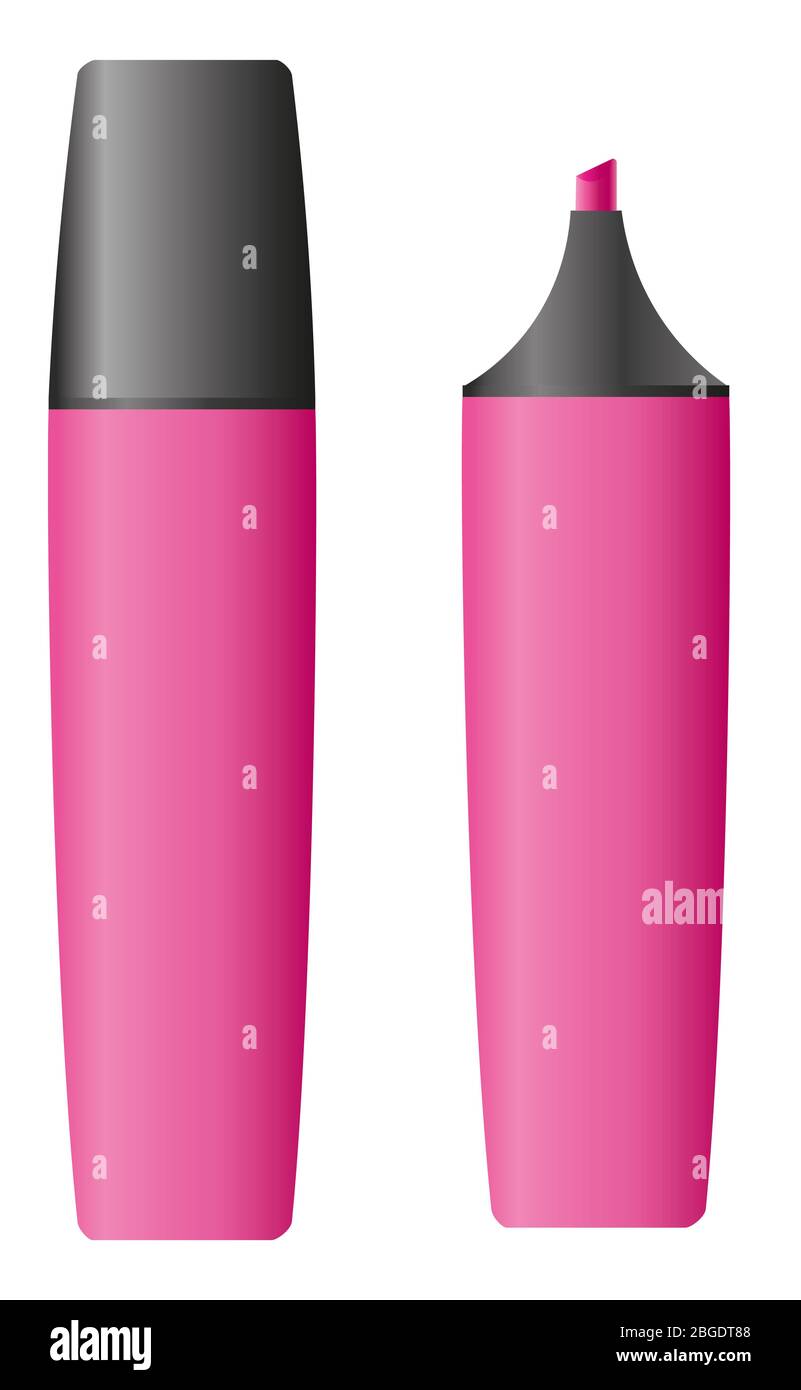 highlighter fuxia whit cap Stock Photo