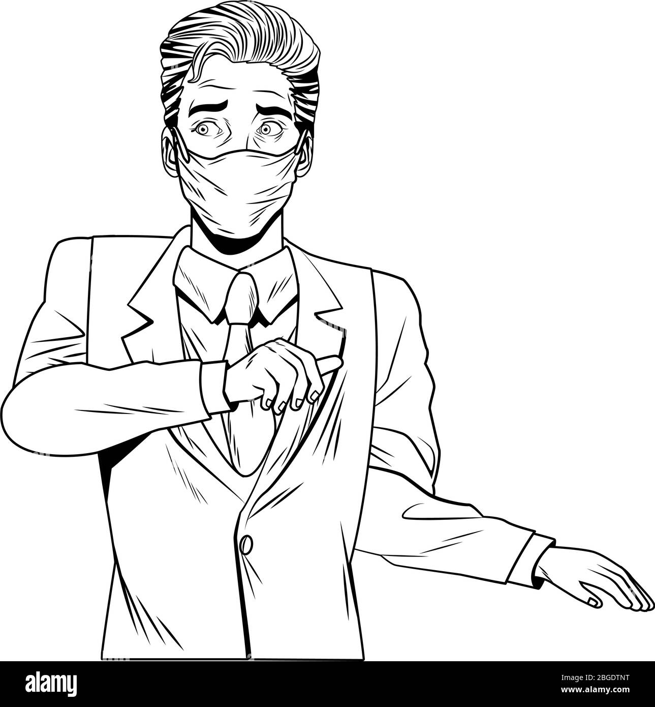 businessman using face mask pop art style Stock Vector Image & Art - Alamy