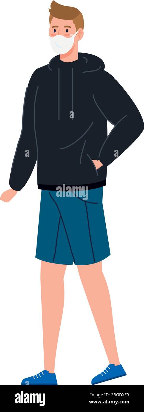 young man walking with face mask isolated icon Stock Vector Image & Art ...