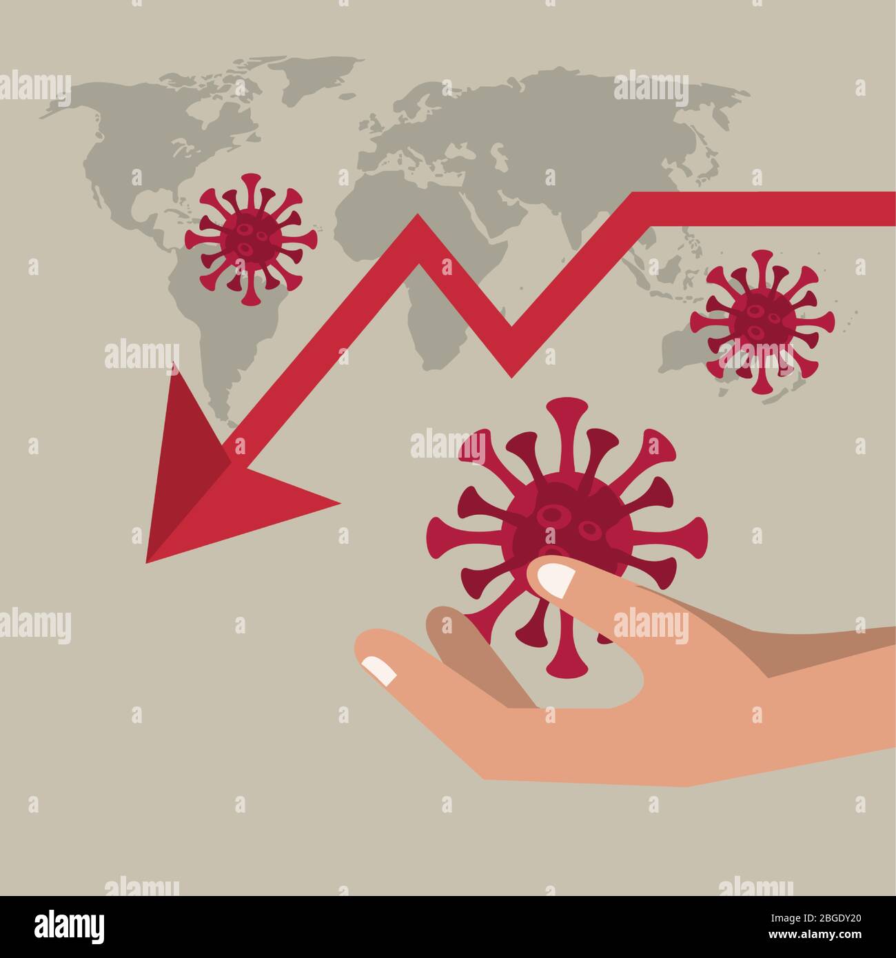 economy and covid19 statistics with arrows in earth maps Stock Vector ...