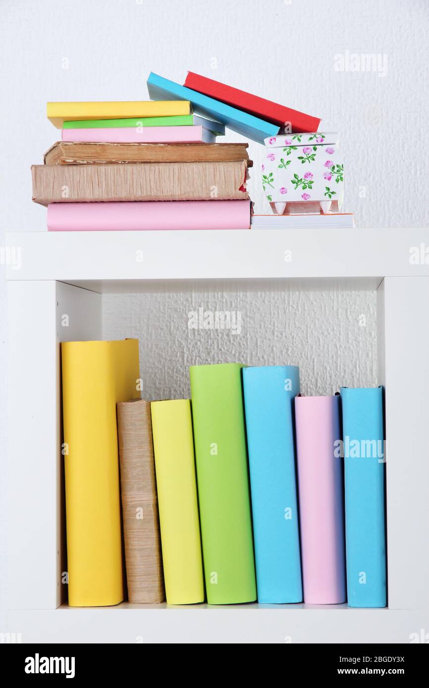 Books on shelf close-up Stock Photo - Alamy