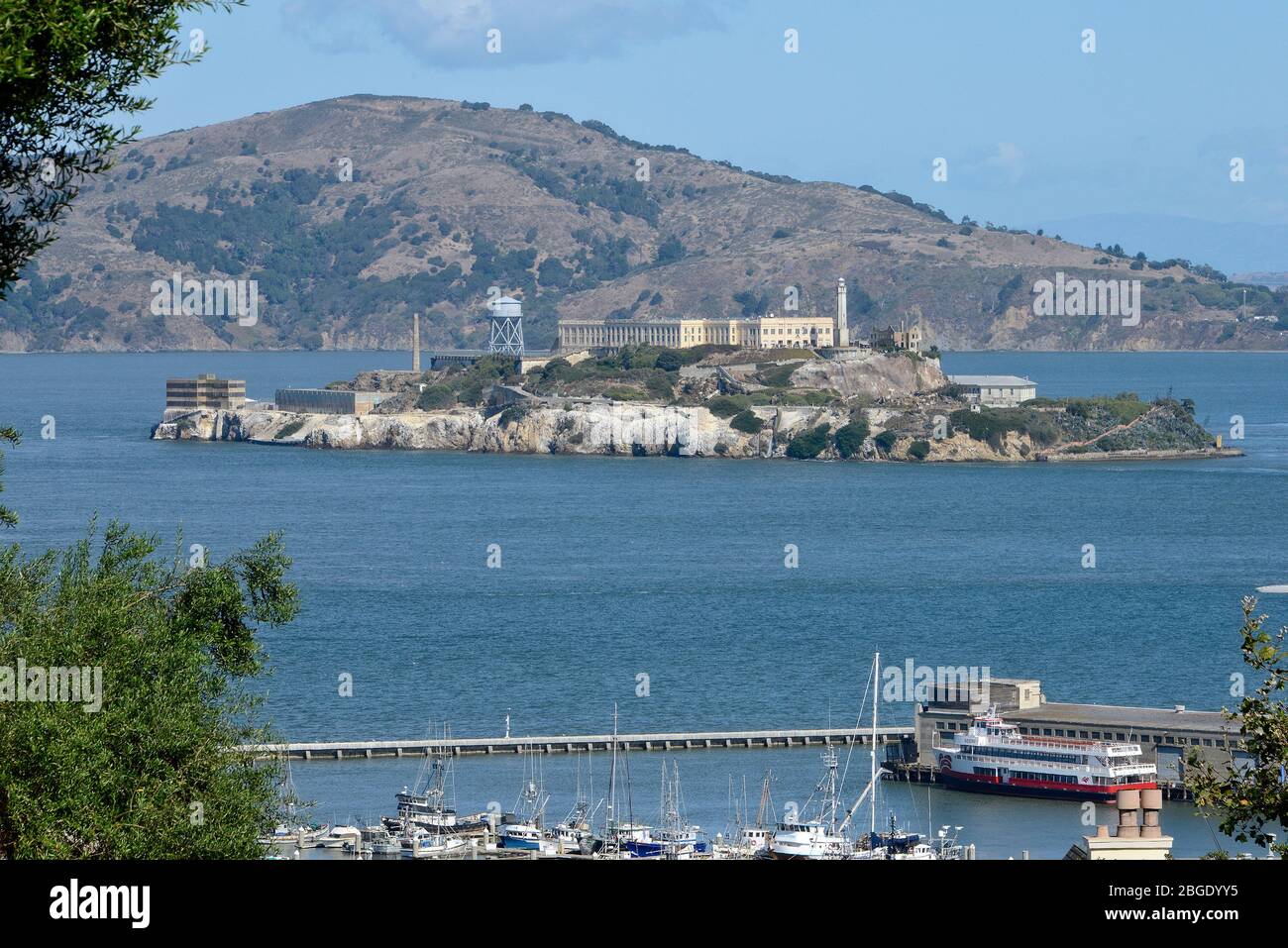 The prison island Alcatraz in the bay of San Francisco, California, USA. Stock Photo