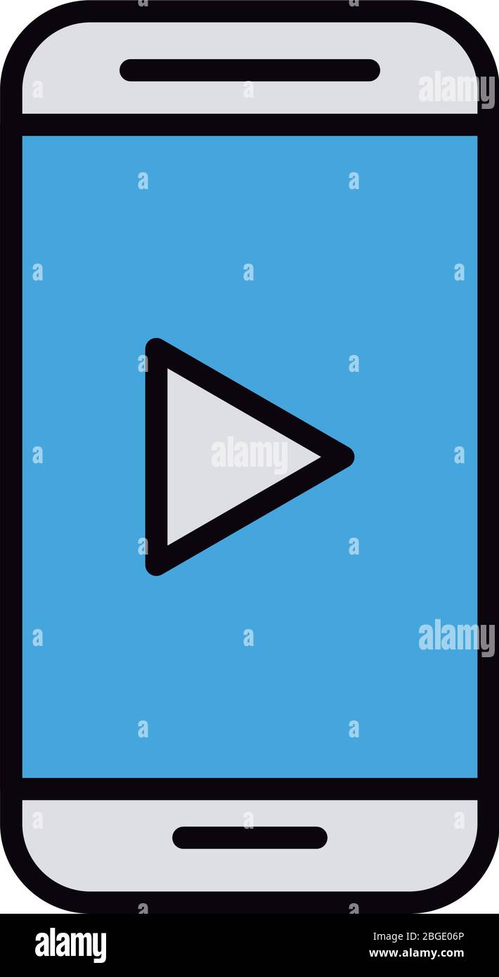 smartphone with media player line and fill style icon Stock Vector ...