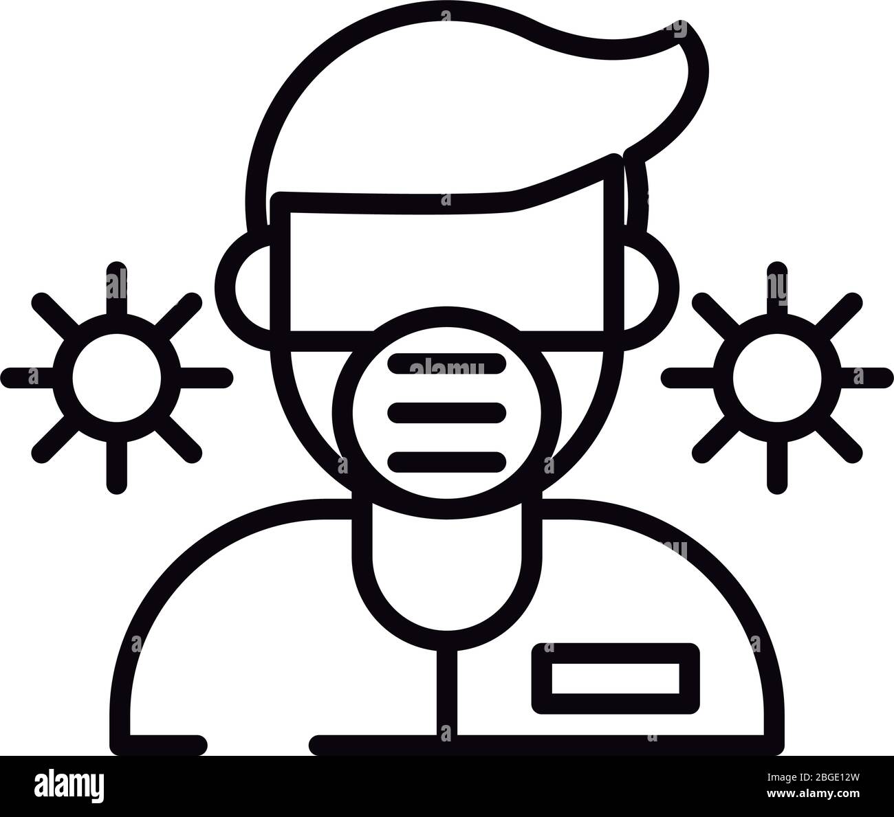 man using face mask line style icon Stock Vector