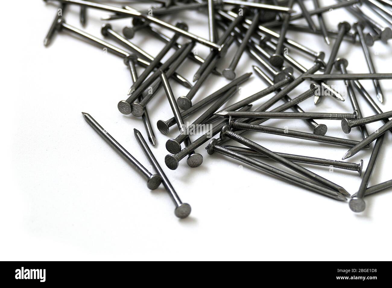 Large Nails Building construction nails, a large amount of nails on a white background Stock ...