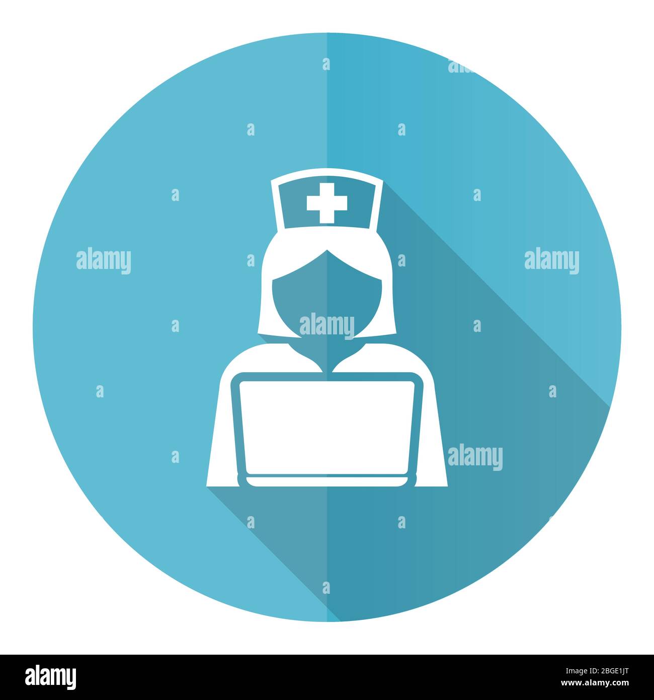 Doctor online blue round flat design vector icon isolated on white ...
