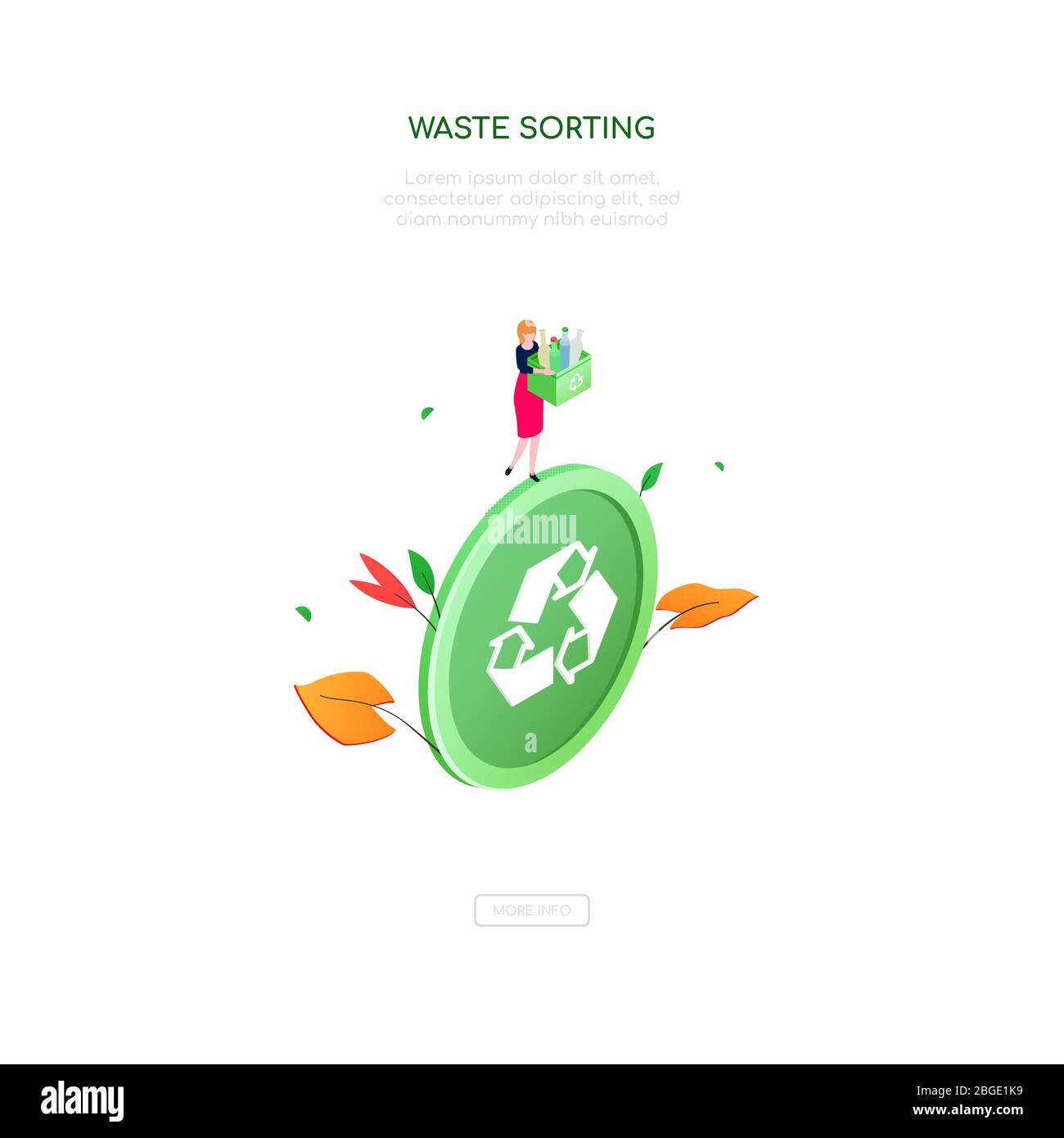 Waste sorting - modern colorful isometric vector web banner Stock Vector