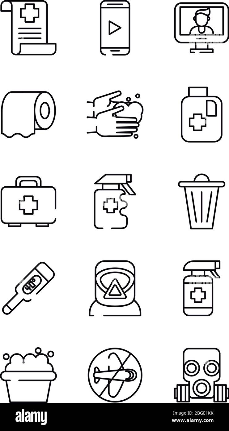 bundle of covid19 set icons Stock Vector