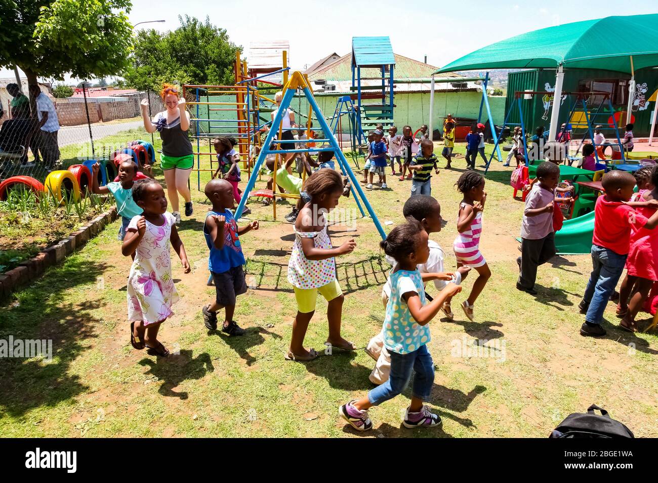 Young African Preschool kids playing in the playground of a kindergarten  school Stock Photo - Alamy