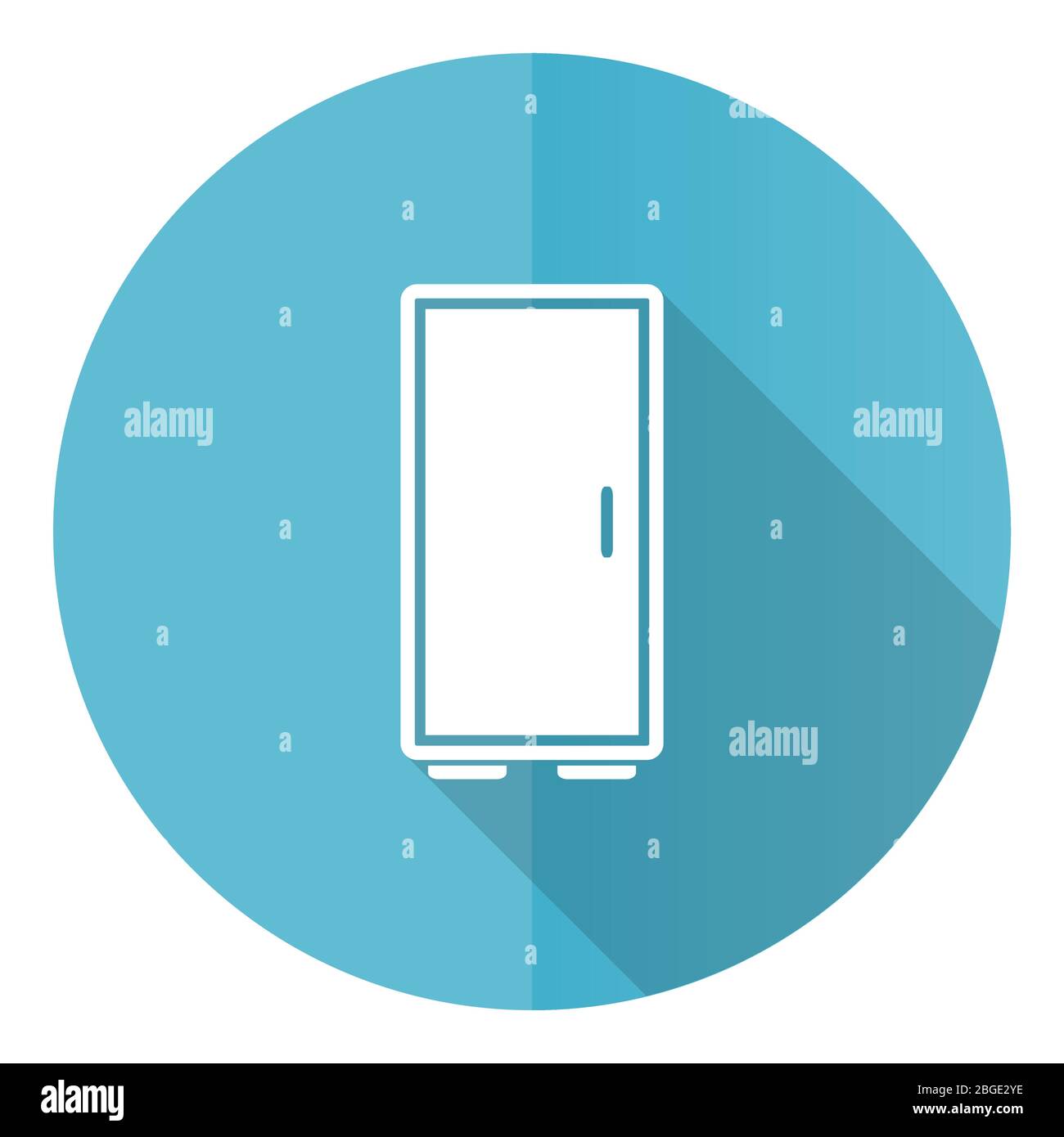 Wardrobe blue round flat design vector icon isolated on white ...