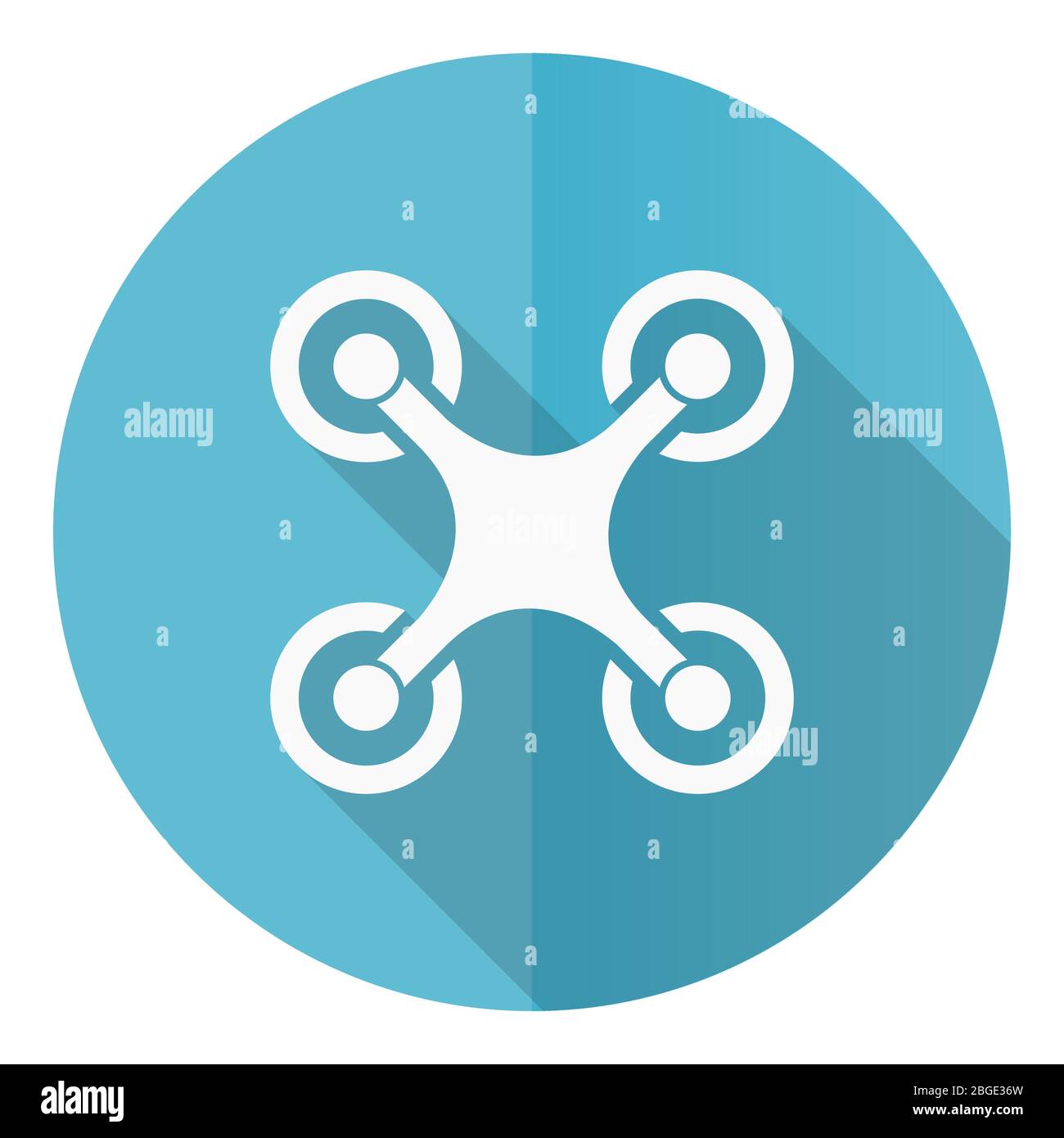Drone blue round flat design vector icon isolated on white background ...