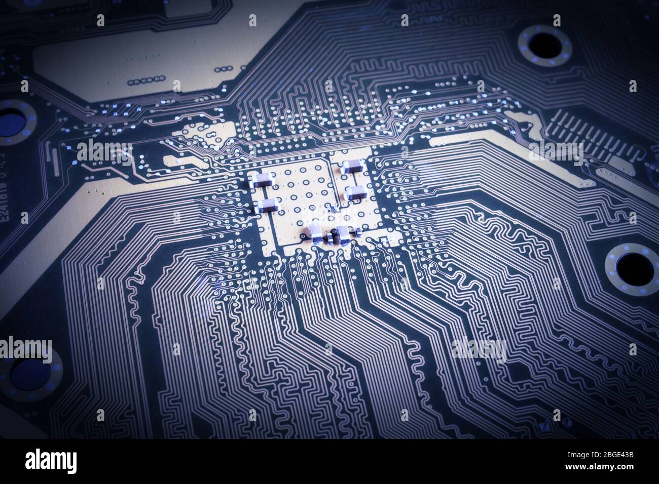 Motherboard, circuit board, vignetting, toned Stock Photo