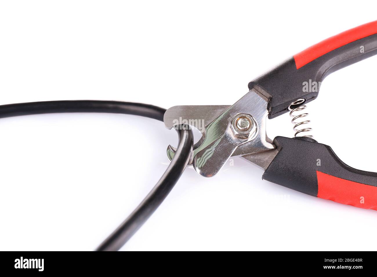 Side cutters cut cable isolated on white Stock Photo Alamy