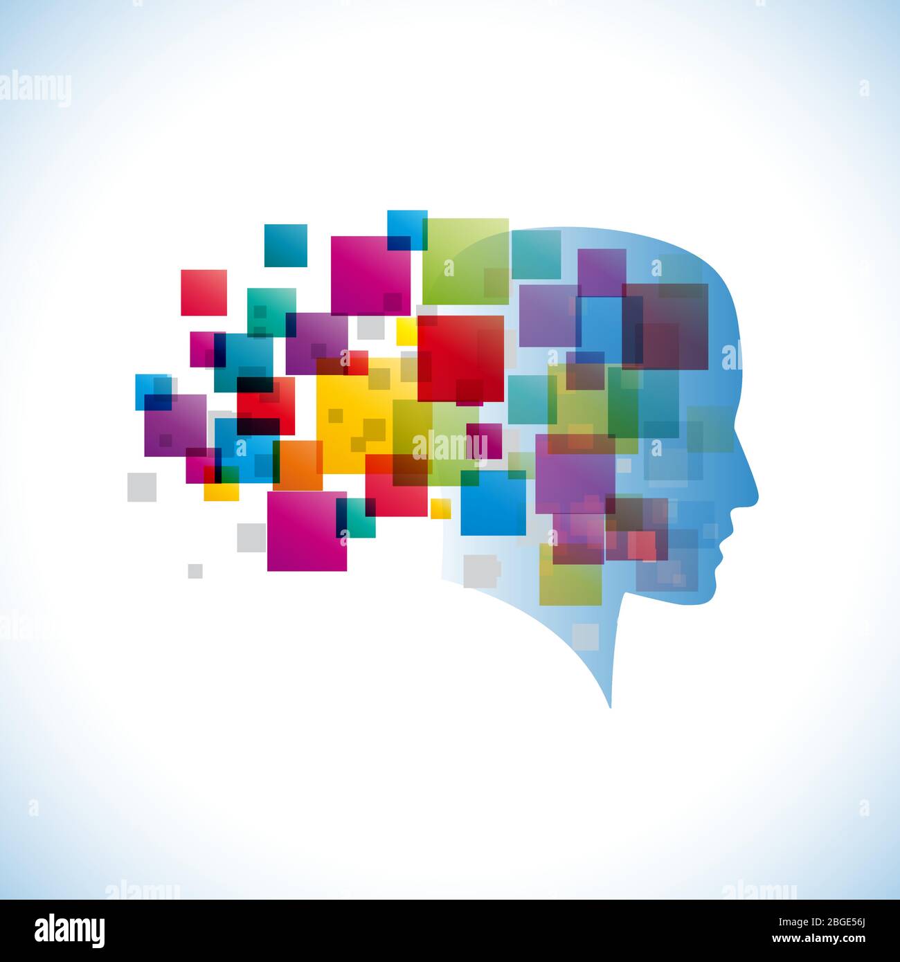 Vector logo innovative generation, head and pixel. Digital people Stock Vector