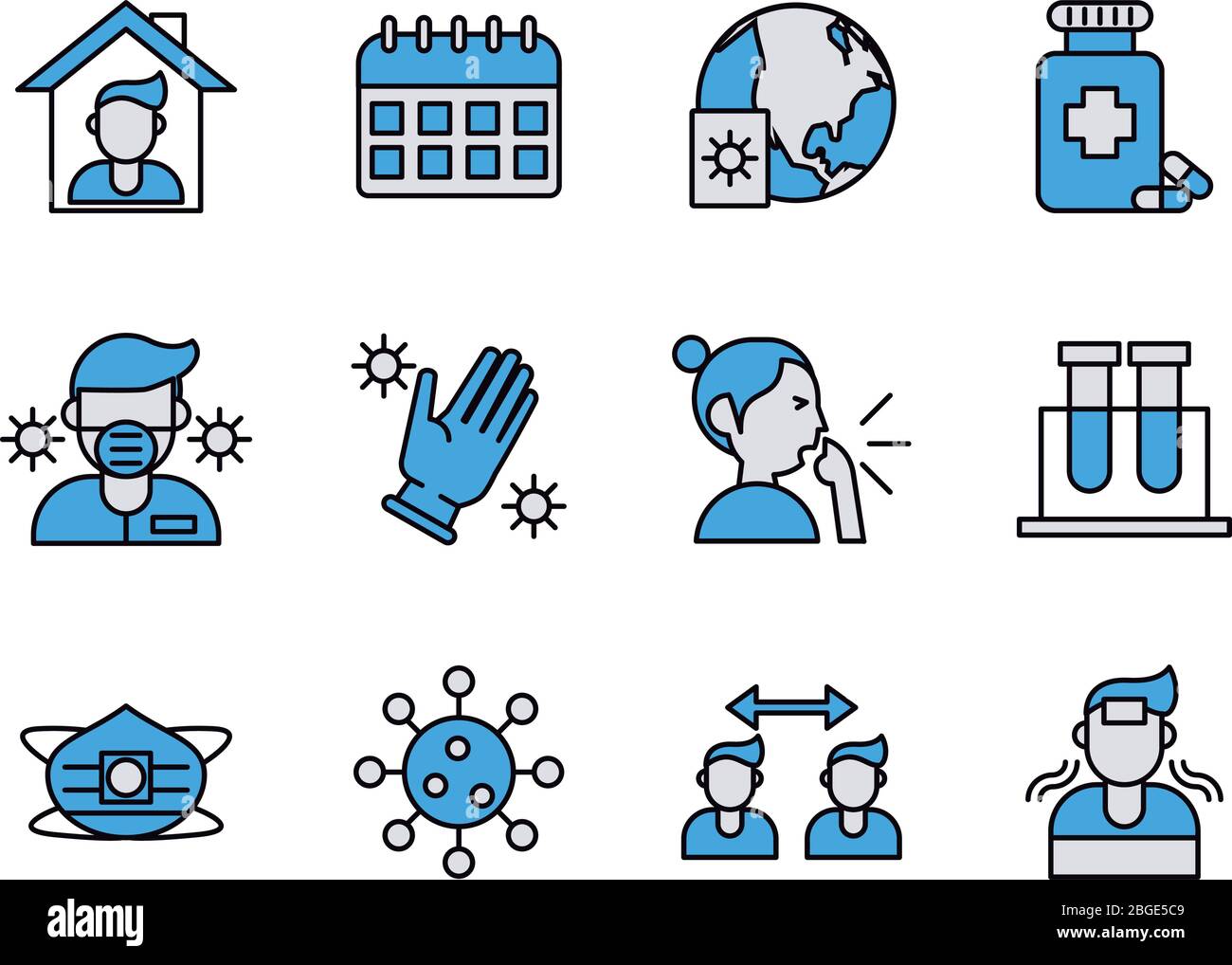 bundle of covid19 set icons Stock Vector
