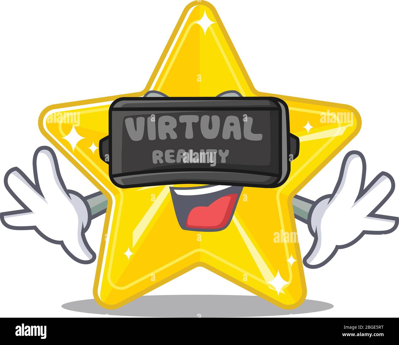 Cartoon design style of shiny star with modern Virtual Reality headset ...