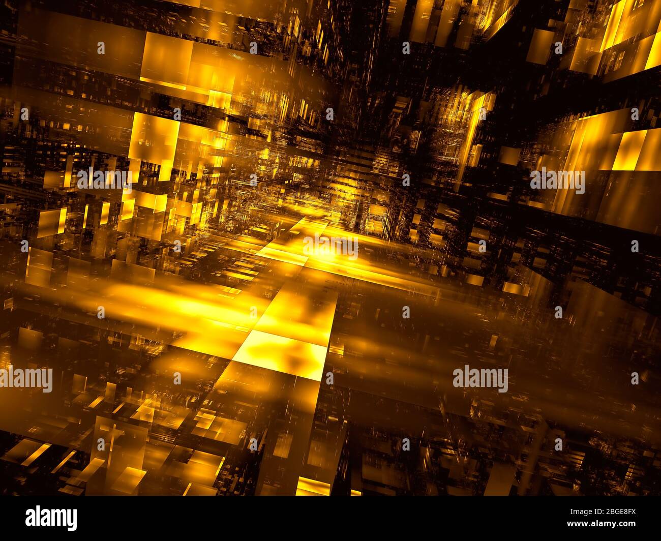 Abstract futuristic golden portal - digitally generated 3d illustration ...