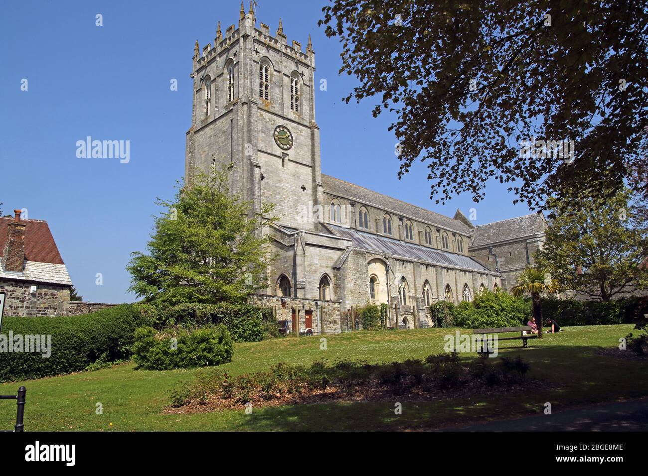Christchurch Priory, Christchurch, Dorset, England. Dating from the 12th century it is the longest parish church in England. Stock Photo