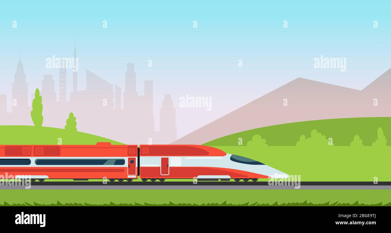 Underground metro train and urban cityscape. Subway transpotion and railroad vector concept. Metro city railway, railroad and train transport illustration Stock Vector