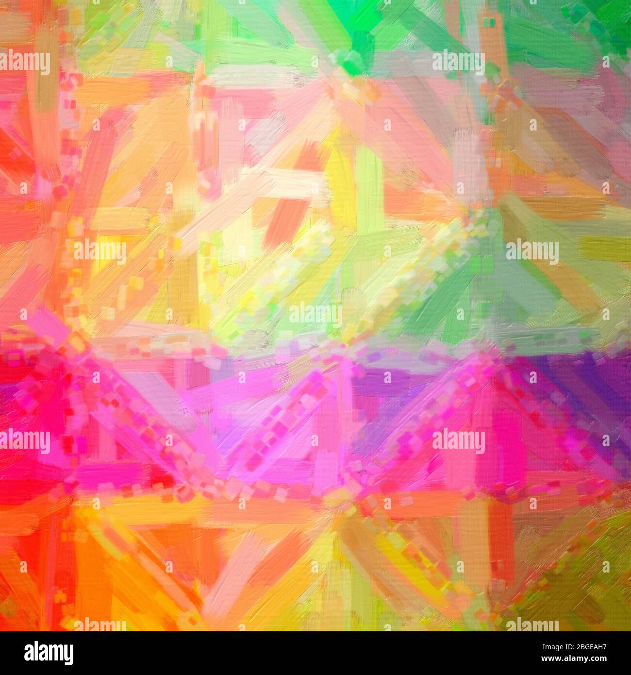 Illustration of abstract Orange, Green, Yellow And Purple Oil Paint With Big Brush Square