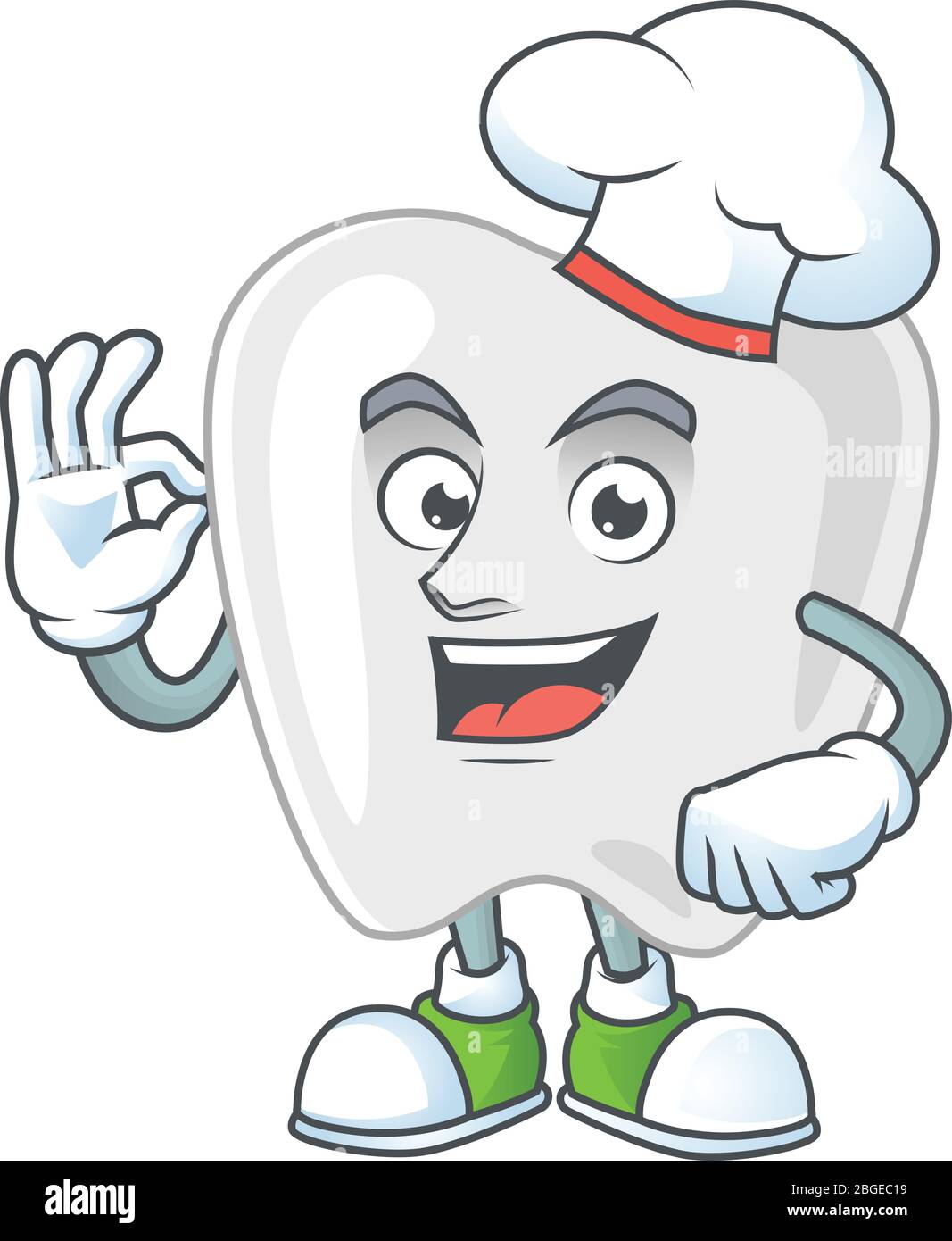 Teeth cartoon design style proudly wearing white chef hat Stock Vector ...