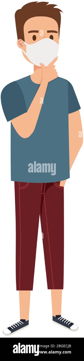 young man using face mask isolated icon Stock Vector Image & Art - Alamy
