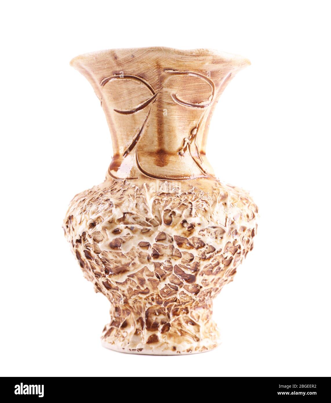 Vintage clay vase isolated on white Stock Photo - Alamy