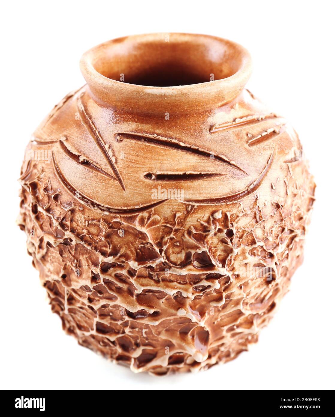 Vintage clay vase isolated on white Stock Photo - Alamy