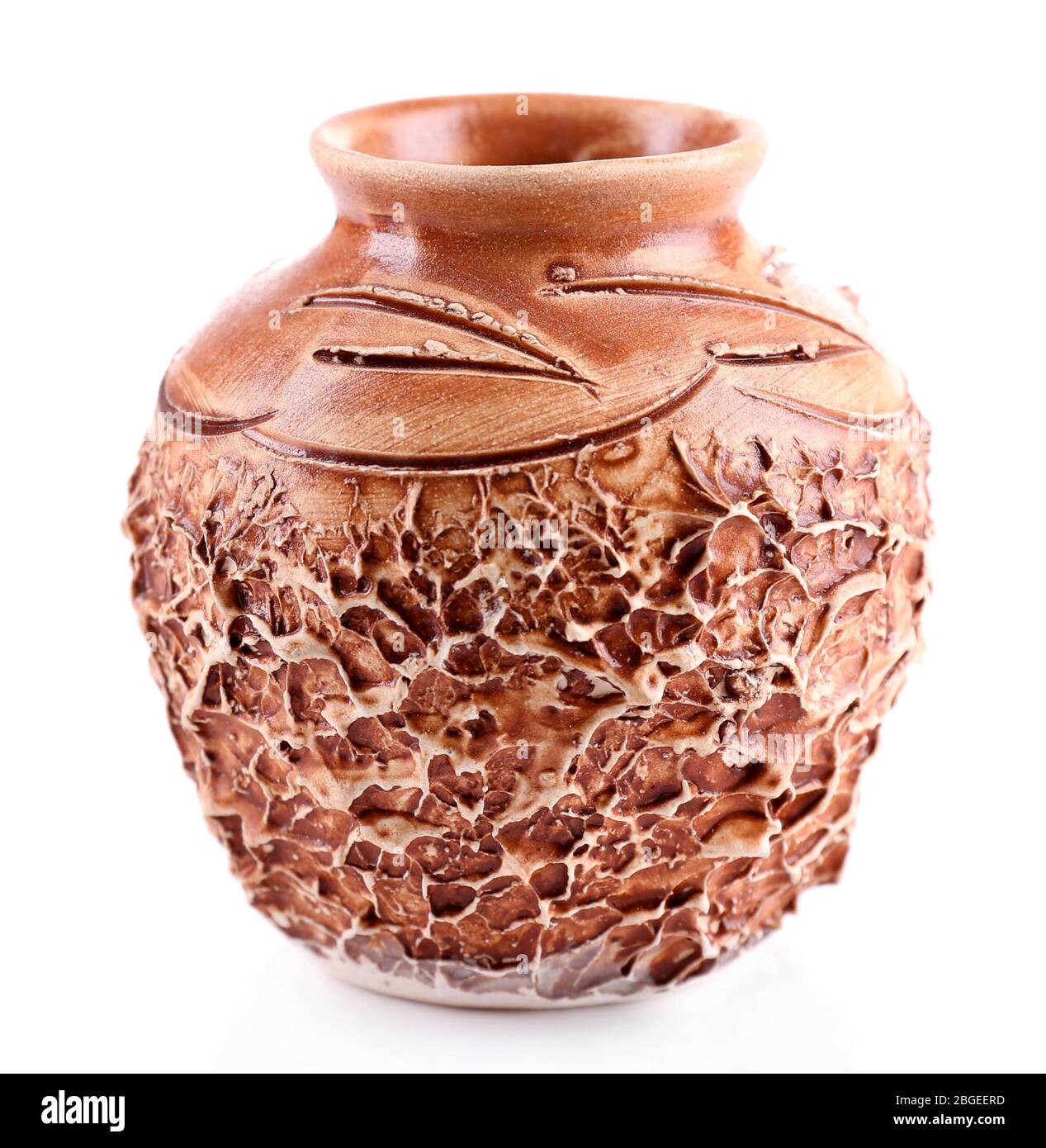 Vintage clay vase isolated on white Stock Photo - Alamy