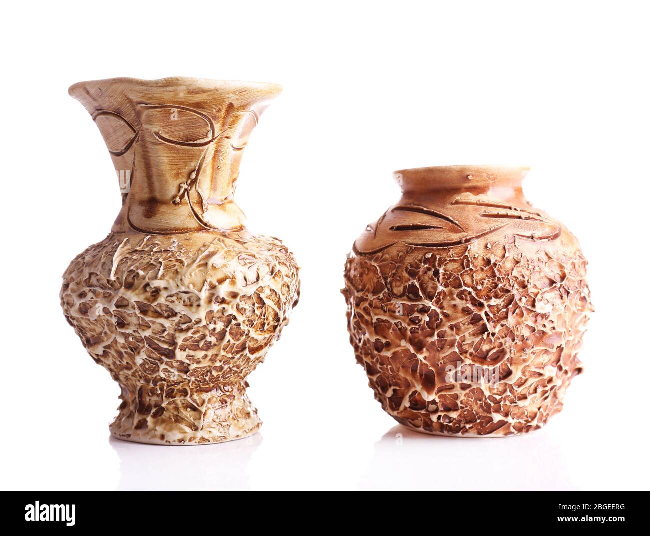 Vintage clay vases isolated on white Stock Photo - Alamy