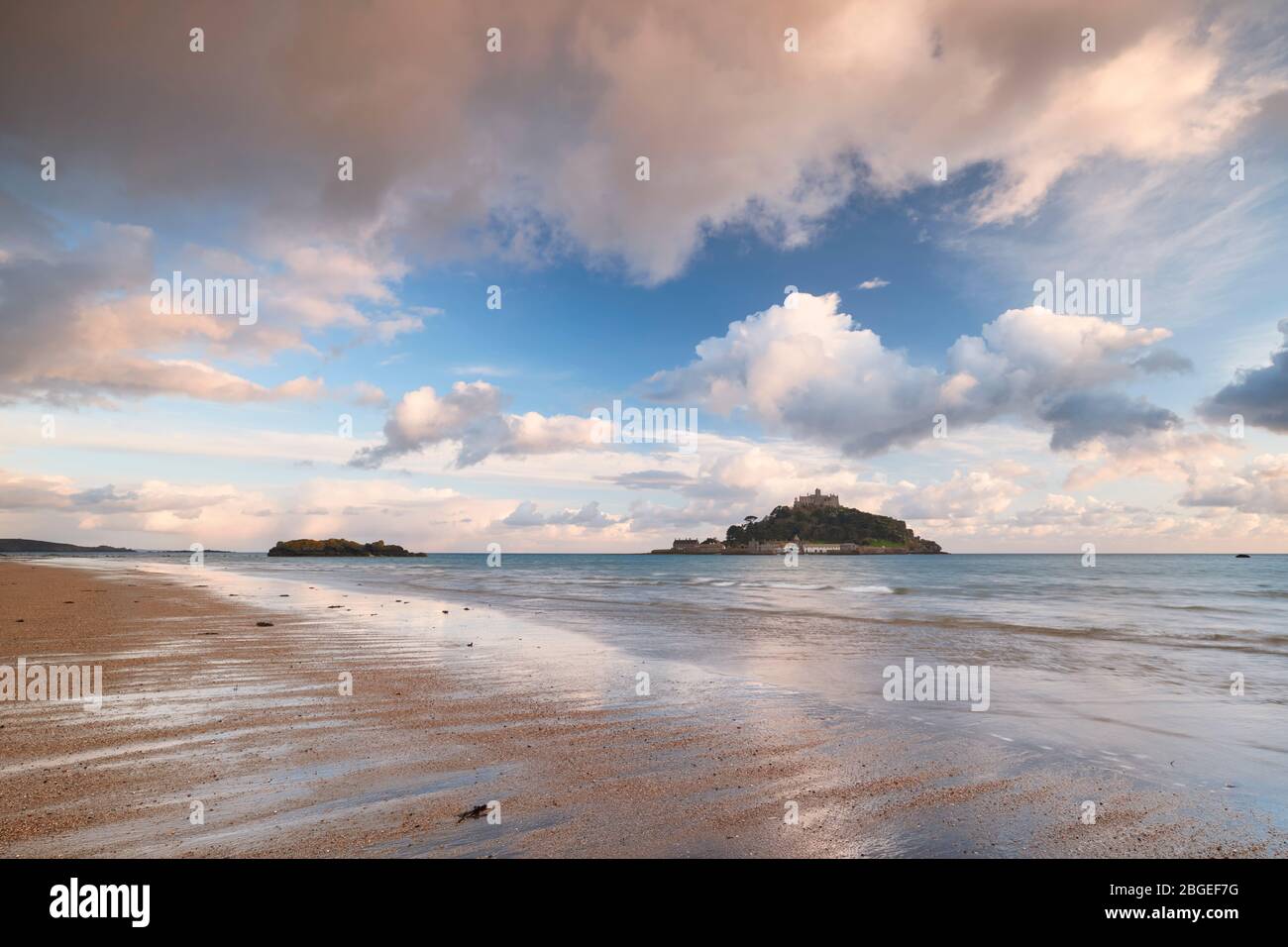 Mounts Bay and St Michael's Mount from Marazion beach Stock Photo