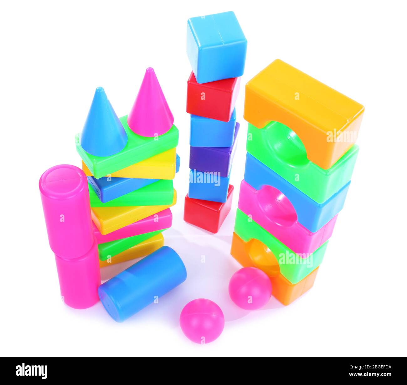 Colorful plastic toys isolated on white Stock Photo - Alamy