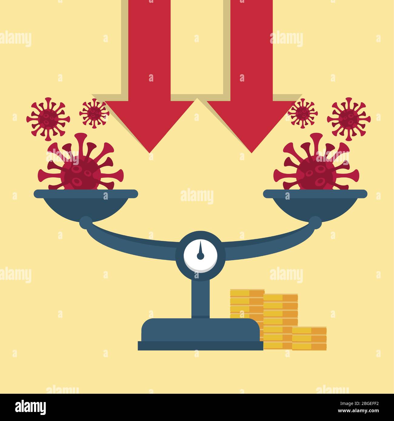 economy and covid19 statistics with arrows and measure balance Stock ...