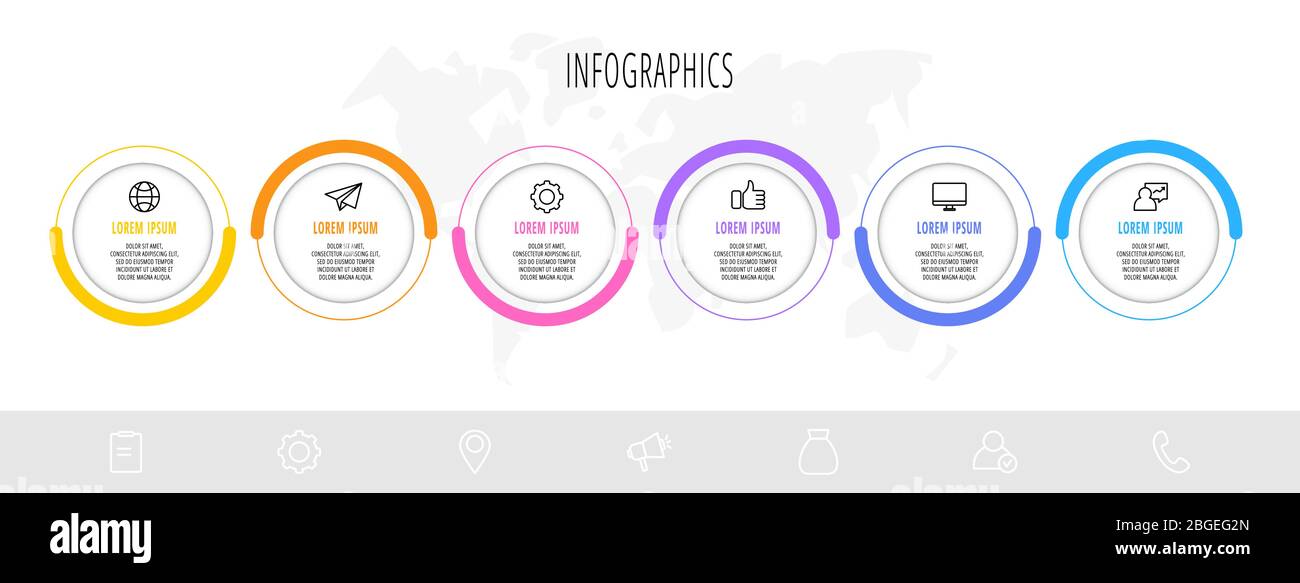 Vector template circle infographics. Business concept with 6 options ...