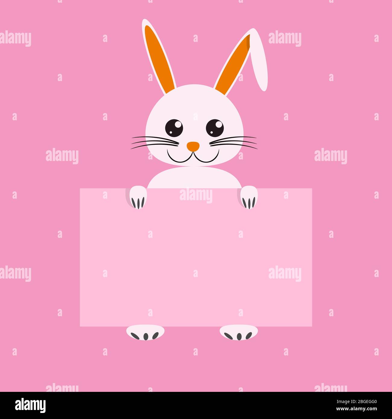 Easter bunny holding blank board for your message copy space design