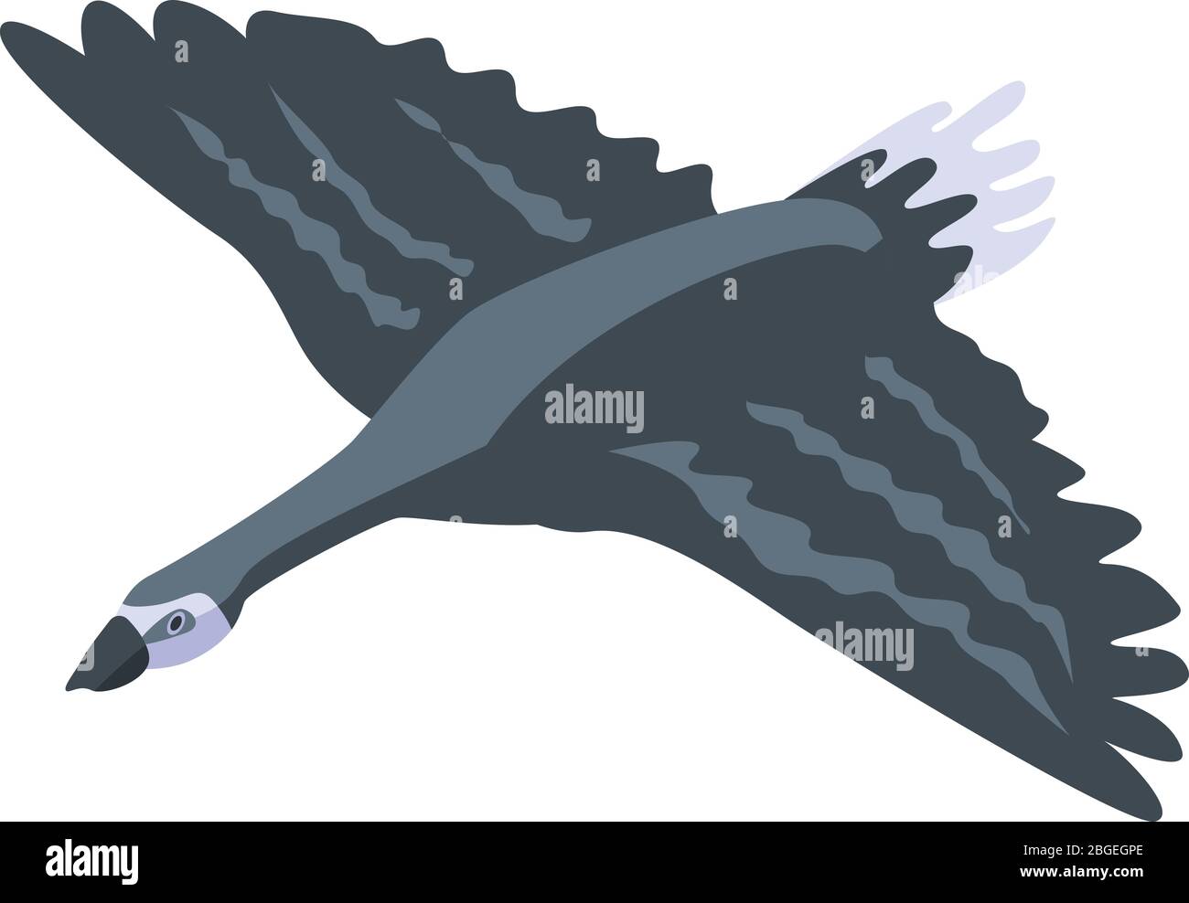 Flying black goose icon, isometric style Stock Vector