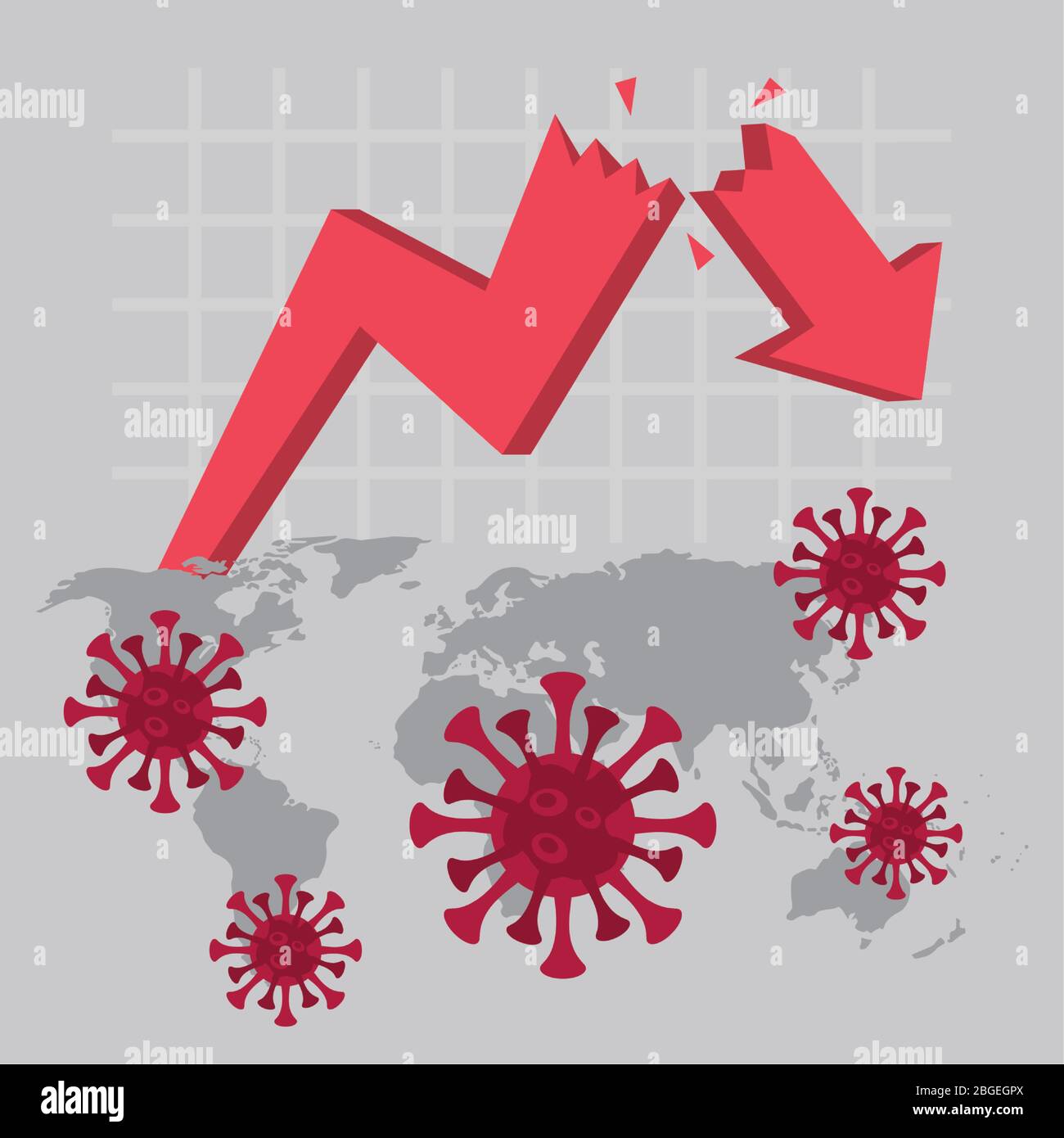 economy and covid19 statistics with arrows in earth maps Stock Vector ...
