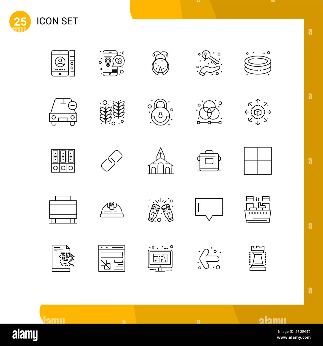 25 Creative Icons Modern Signs and Symbols of wealth, holding, mobile, hand, spring Editable Vector Design Elements Stock Vector