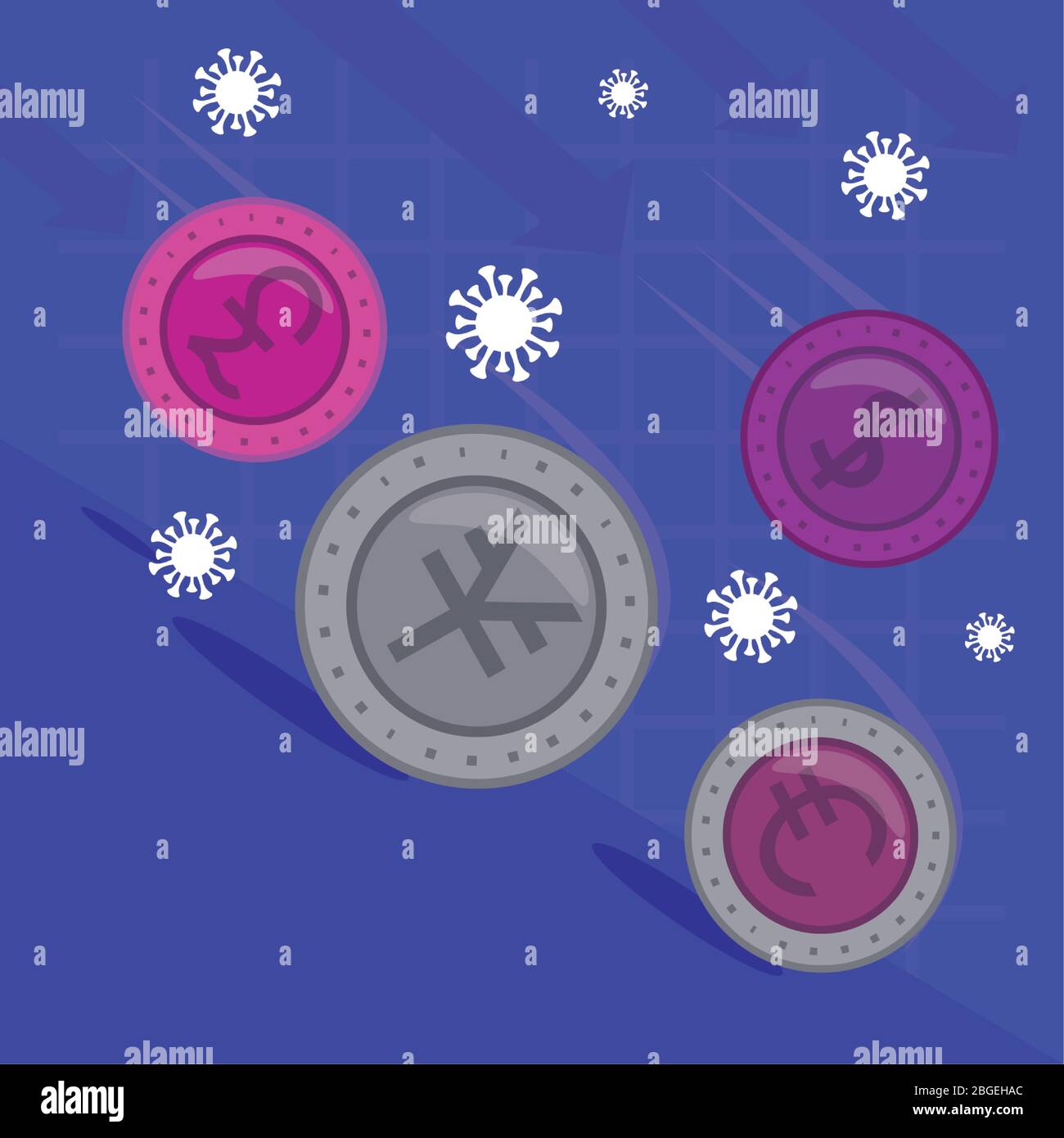 economy and covid19 statistics with international coins Stock Vector ...