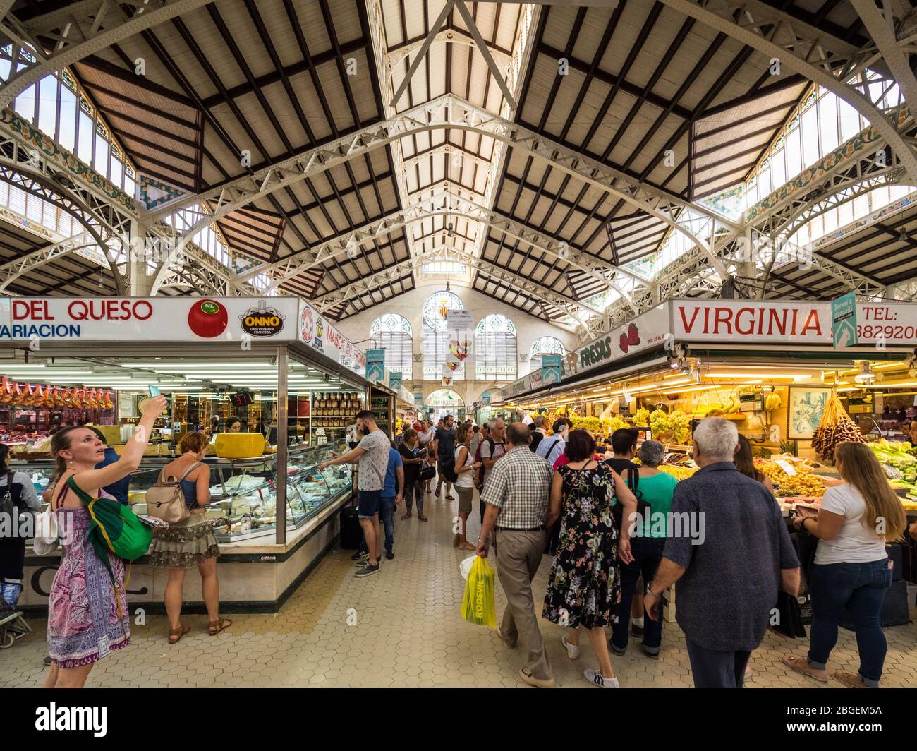 Mercado Central, Valencia - The Central Market of Valencia - Valencia Food Market - Art Nouveau Style, built 1914–1928. Stock Photo
