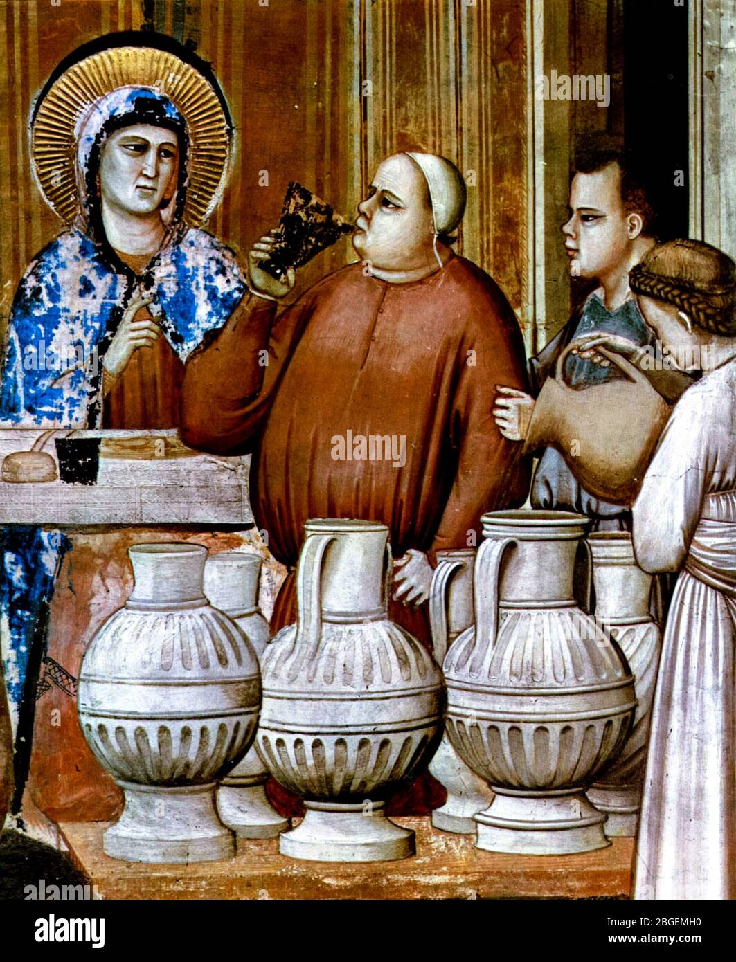 Giotto di Bondone, The Marriage at Cana (detail), (Wedding at Cana), fresco, 1304-1306 Stock Photo