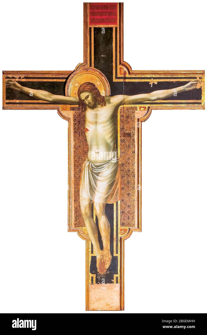 Giotto di Bondone, Jesus Christ on the Cross, Painted Crucifix, 1310-1317 Stock Photo
