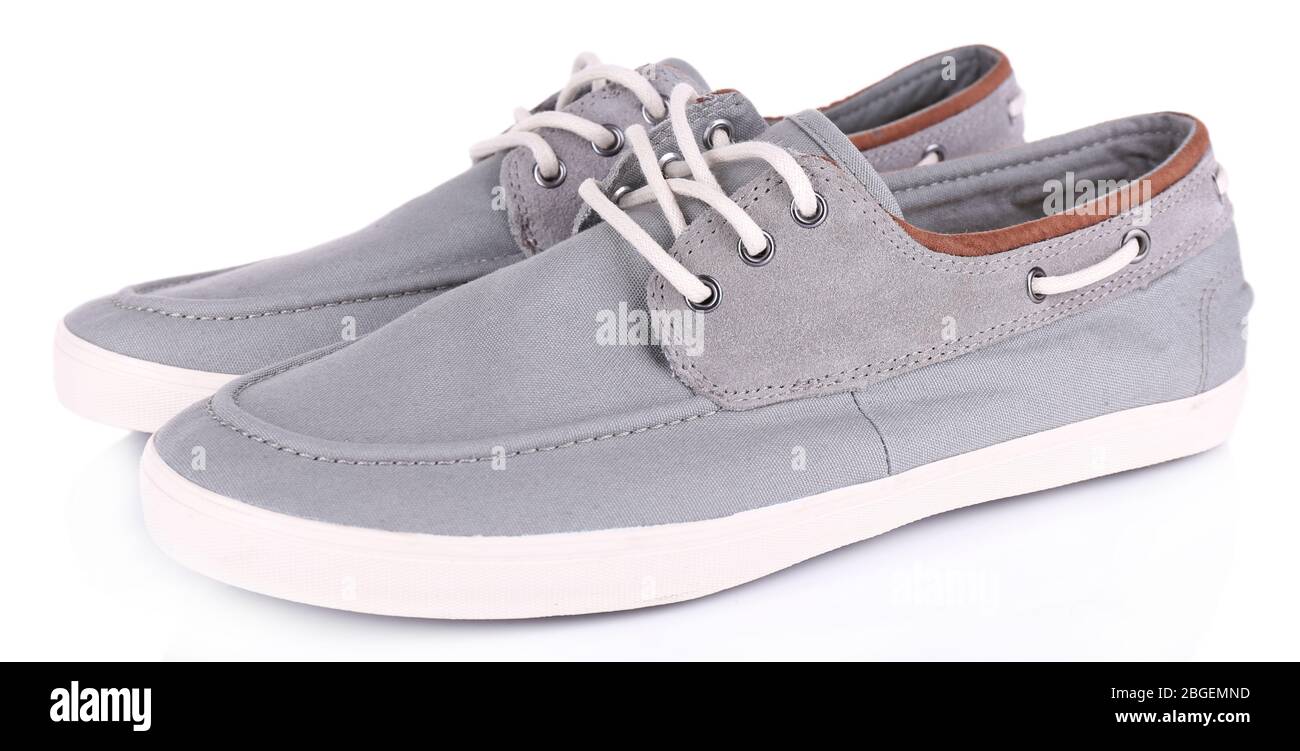 Gray men shoes isolated on white Stock Photo Alamy