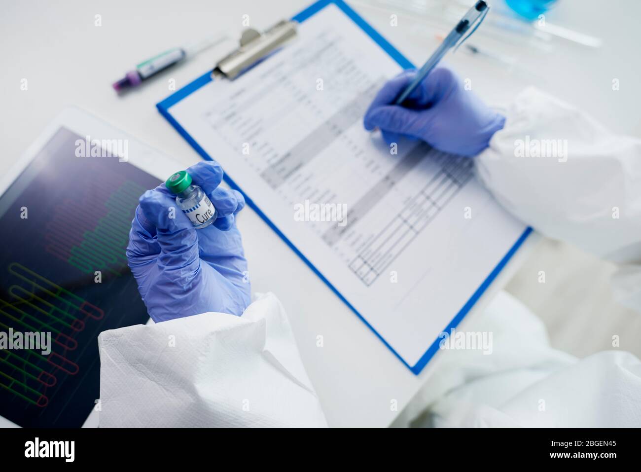 Medical research over coronavirus cure Stock Photo